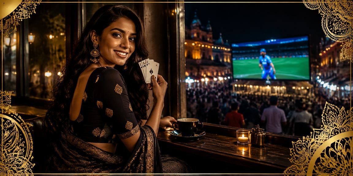 Crowd betting on cricket during night match festival in India